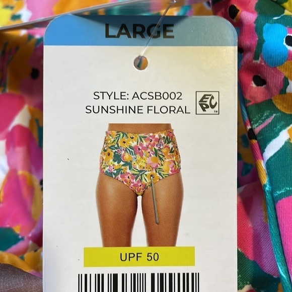Anne Cole swim bikini 3 way bottom sunshine floral hot pink yellow orange New - Picture 2 of 6